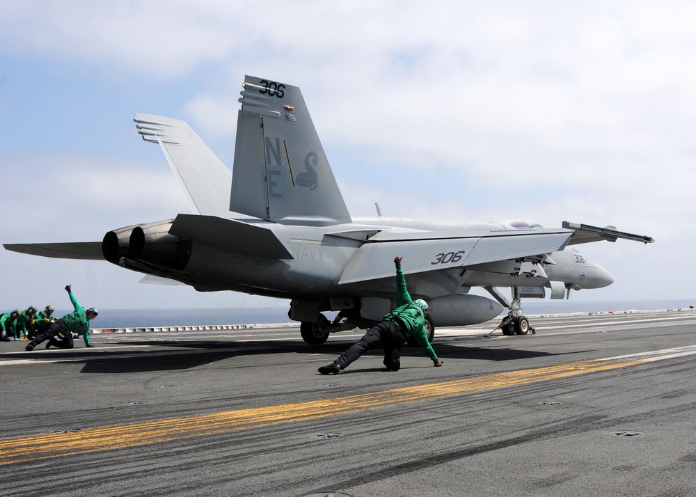 USS Ronald Reagan flight deck action