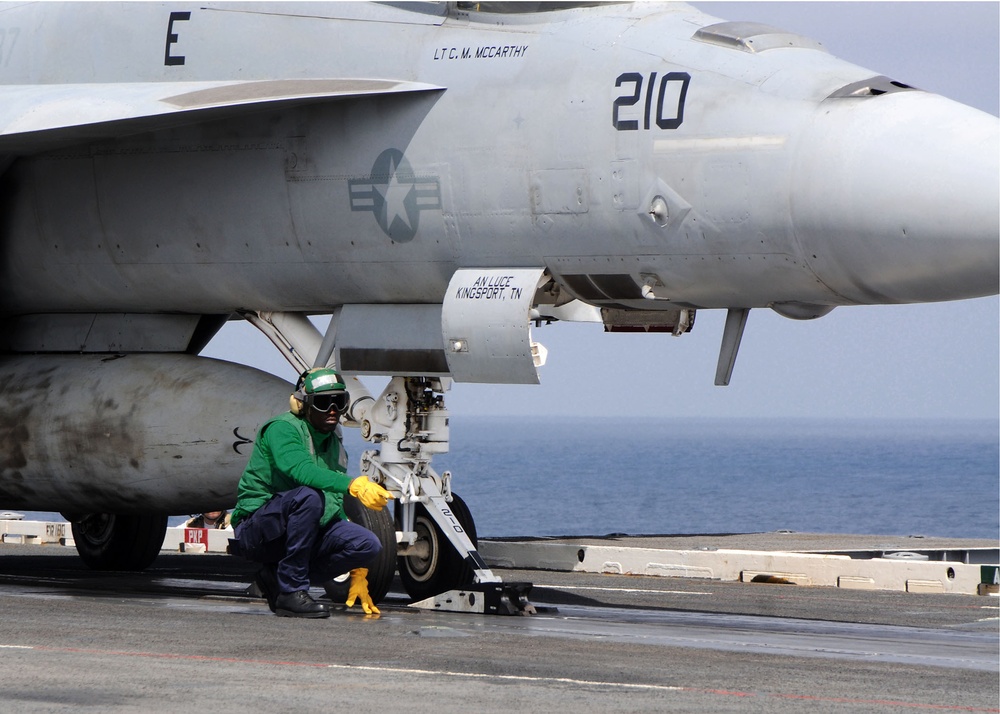 USS Ronald Reagan flight deck action