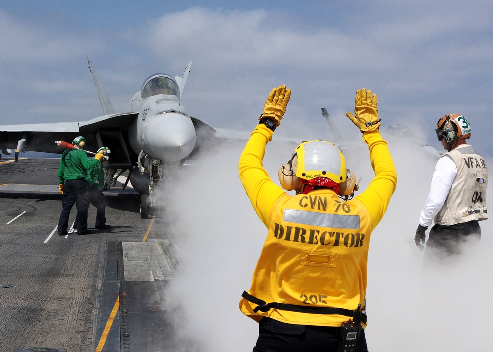 USS Ronald Reagan flight deck action