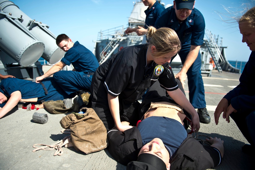 Training aboard USS Hue City