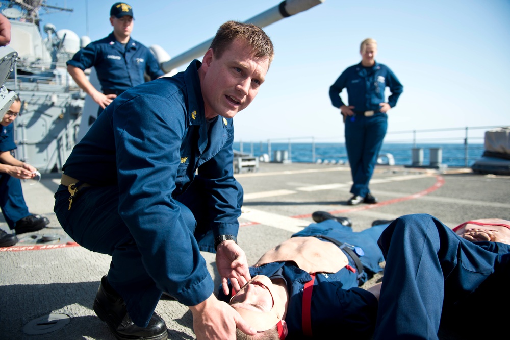 Training aboard USS Hue City