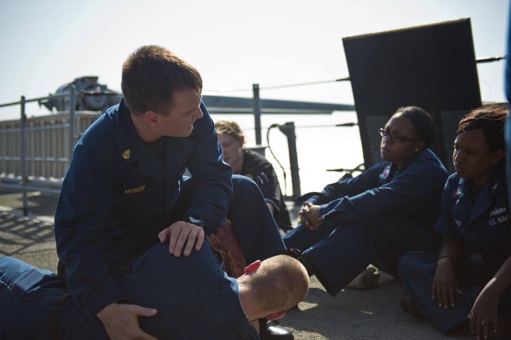 Training aboard USS Hue City