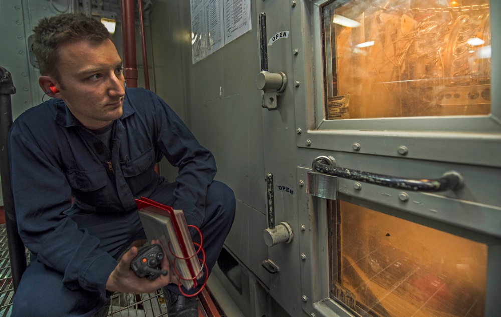 Training drill aboard USS Gravely