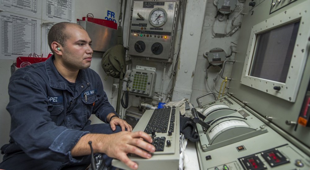 Training drill aboard USS Gravely