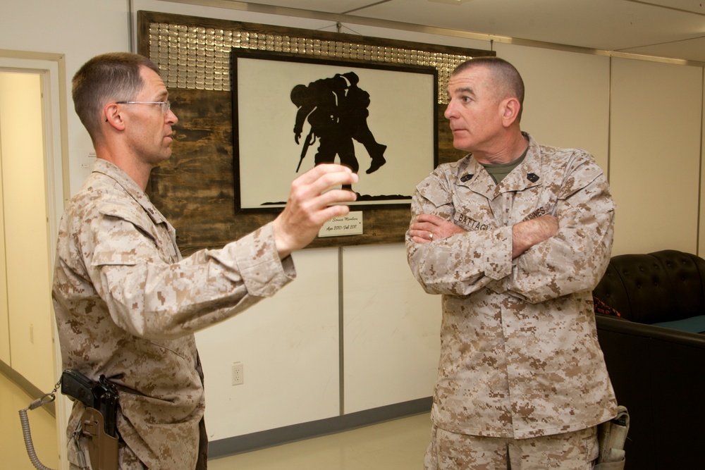 Sgt. Maj. Battaglia visits Marines and Sailors of Regional Command (Southwest)