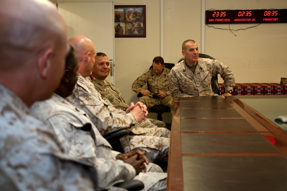 Sgt. Maj. Battaglia visits Marines and Sailors of Regional Command (Southwest)