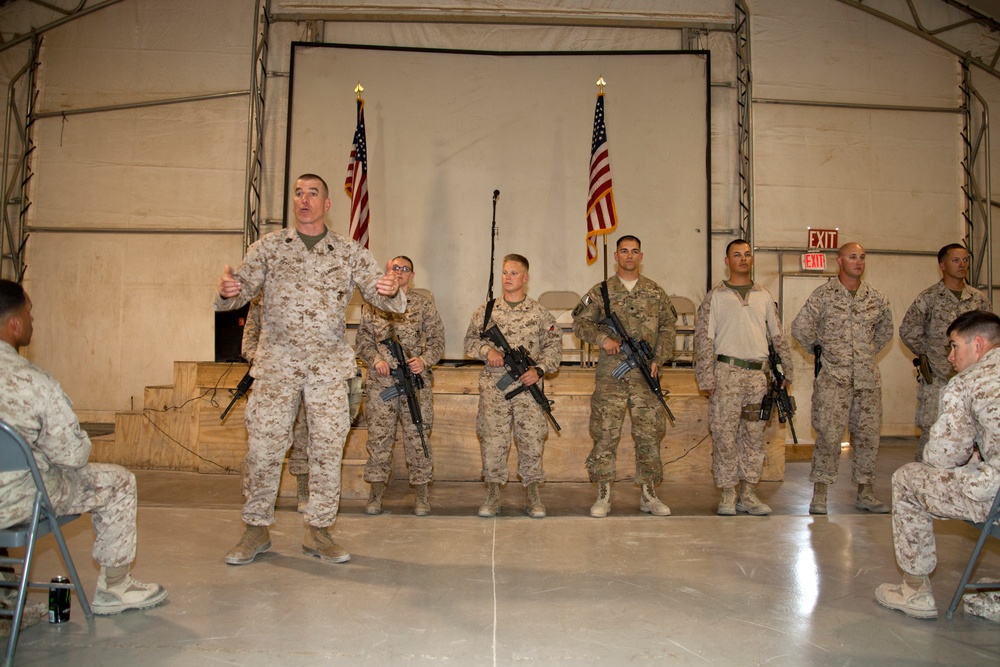 Sgt. Maj. Battaglia visits Marines and Sailors of Regional Command (Southwest)