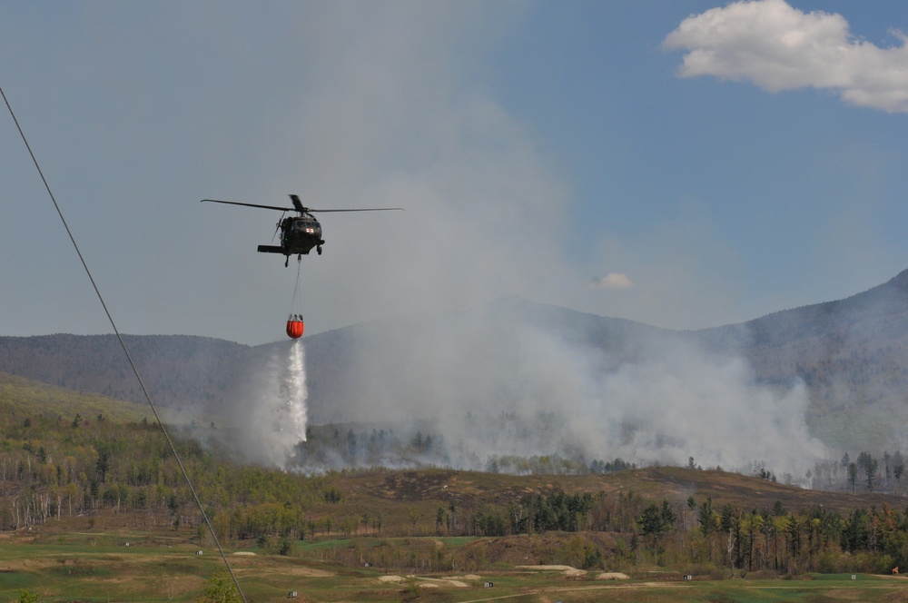 Wildfire air support at Camp Ethan Allen Training Site