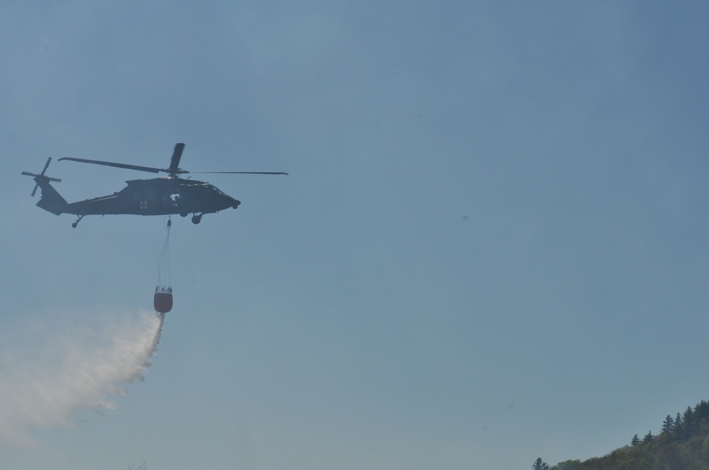 Wildfire air support at Camp Ethan Allen Training Site