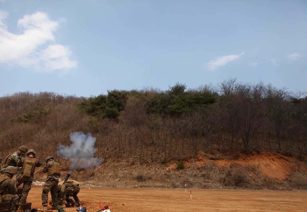 ROK-U.S. Marines conduct indirect fire with mortars