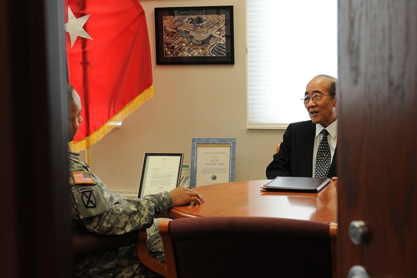 Retired Army Maj. Gen. James Mukoyama speaks at Asian-American observance