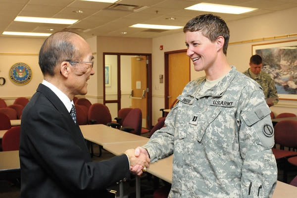 Retired Army Maj. Gen. James Mukoyama speaks at Asian American observance