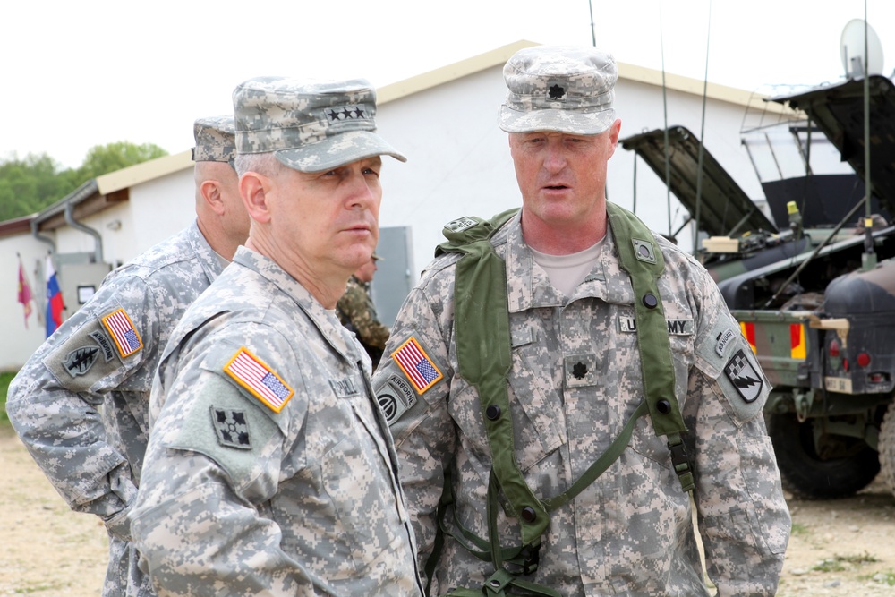 US Army Lt. Gen. Donald M. Campbell Jr. visits the Joint Multinational Readiness Center