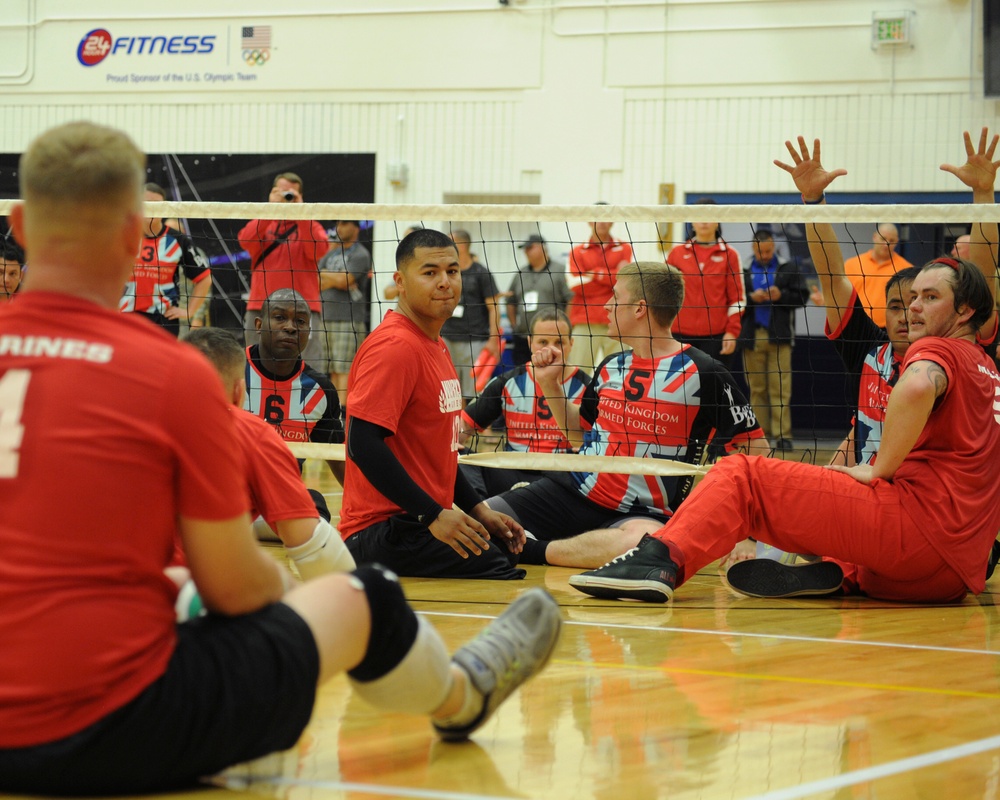 Marines set up for victory in sitting volleyball