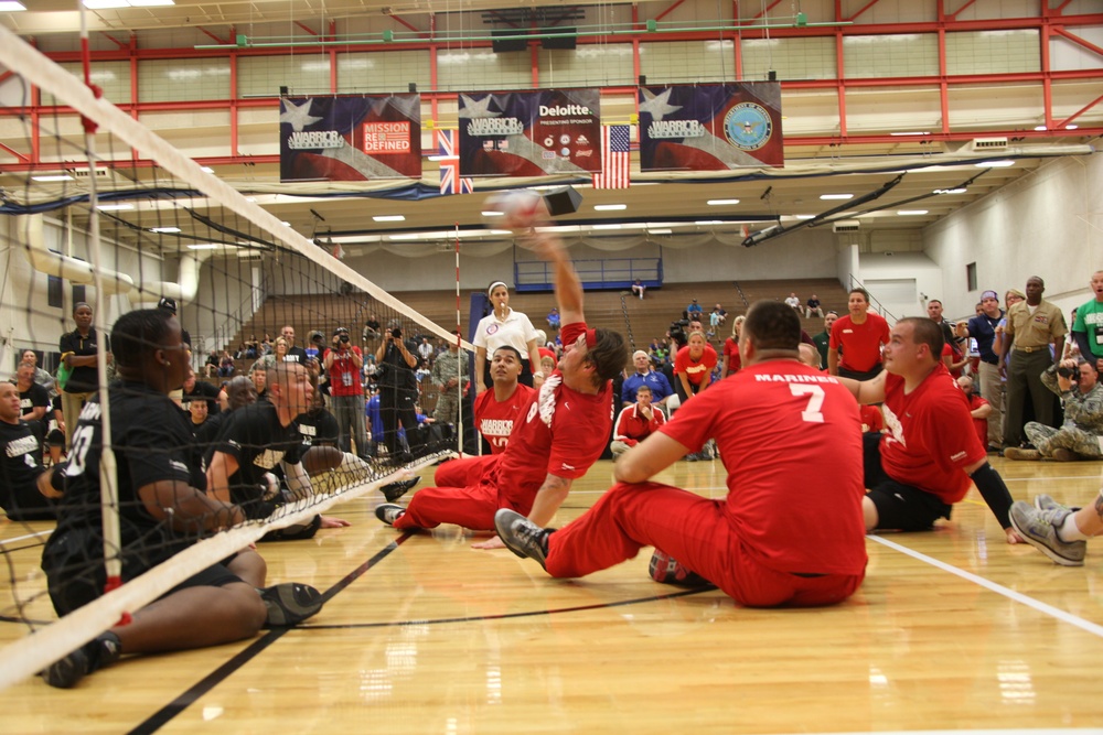 Marines compete in volleyball during Warrior Games