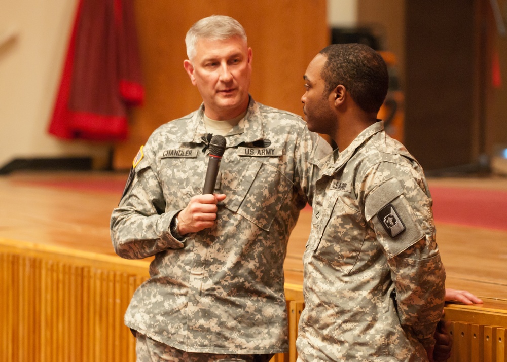 Sergeant major of the Army speaks to Fort Carson soldiers