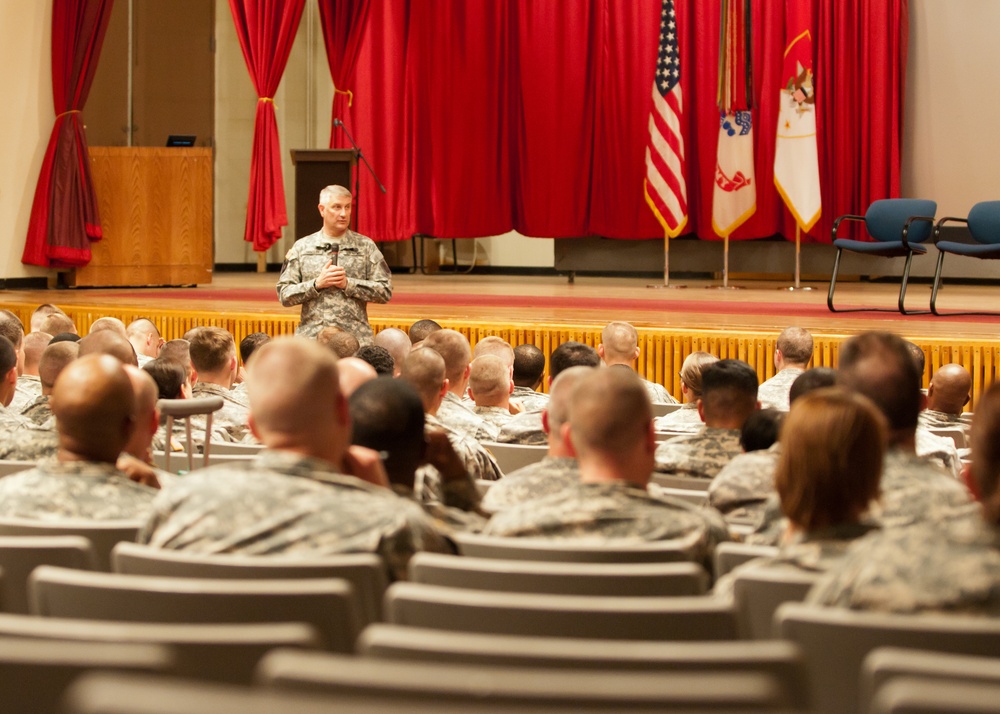 Sergeant major of the Army speaks to Fort Carson soldiers