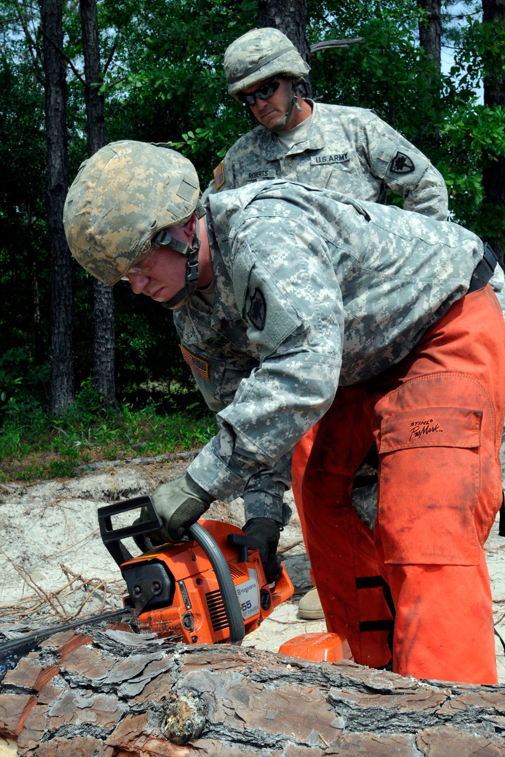 The 'Groundbreakers' clear heavy debris from the road in support of Ardent Sentry