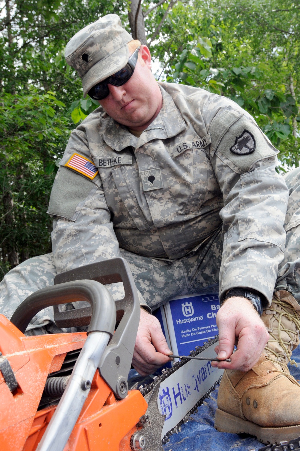 The 'Groundbreakers' clear heavy debris from the road in support of Ardent Sentry