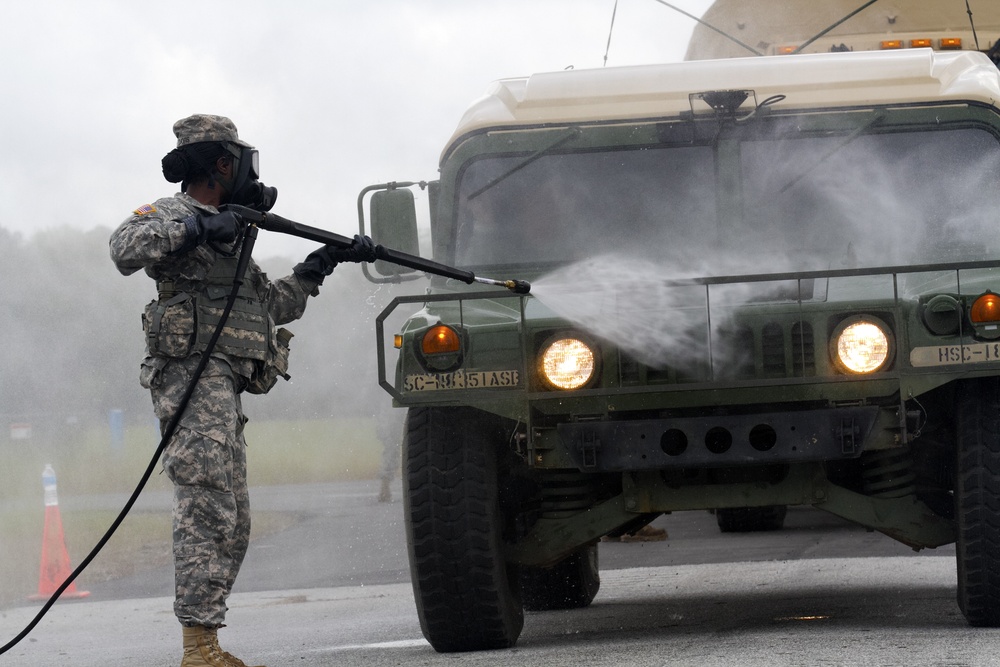 Vehicle decontamination exercise at Ardent Sentry