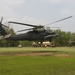 The medevac UH-60 Black Hawk helicopter lifts off for a casualty retrieval exercise