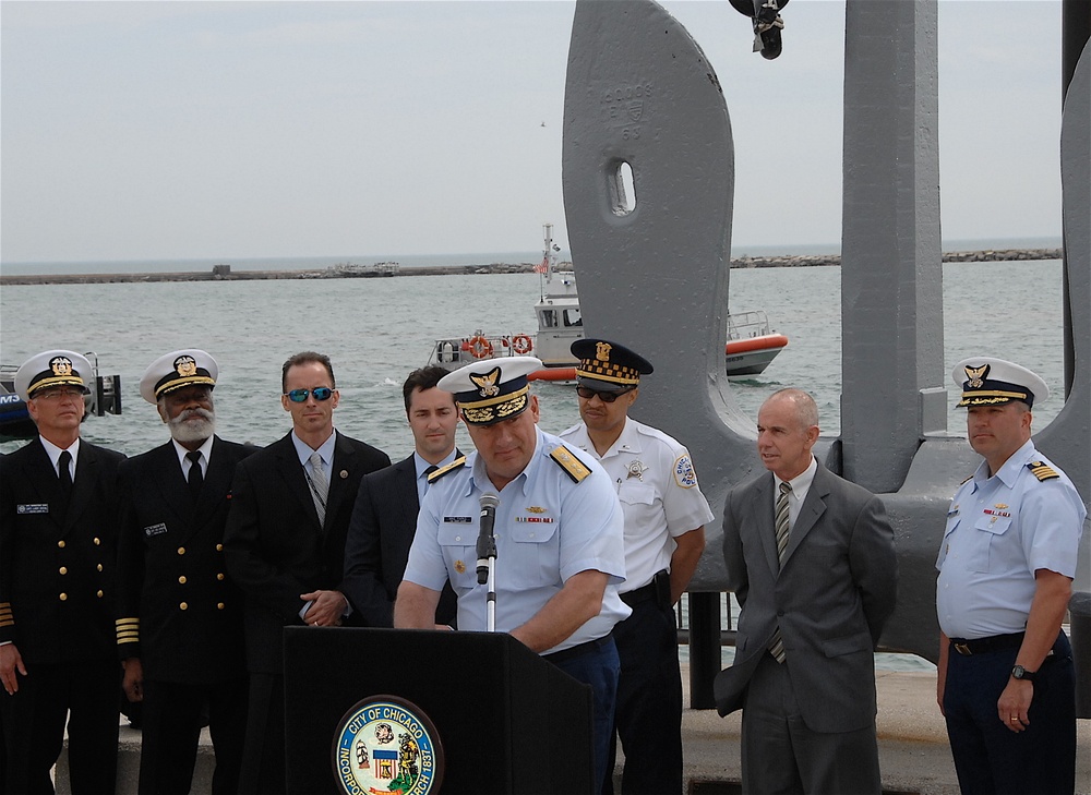 Coast Guard Rear Adm. Parks speaks at Chicago's Safe Boating event