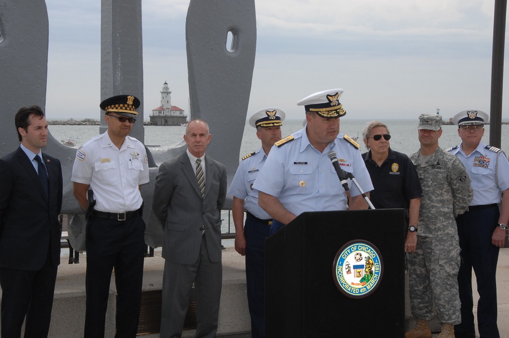 Coast Guard Rear Adm. Parks speaks at Chicago kickoff to Safe Boating Week