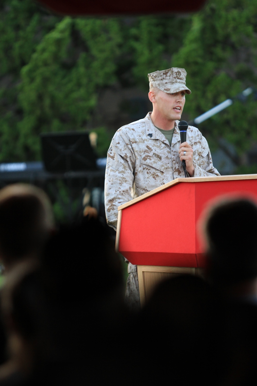 3rd MAW sergeant leads evening colors ceremony dedicated to military spouses