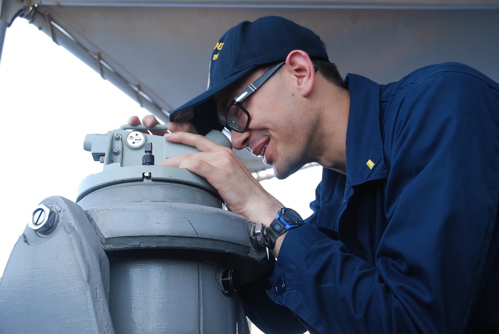 USS Shoup sailor at work
