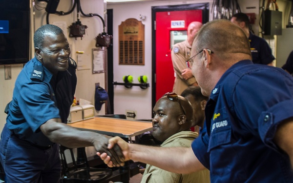 Parnter nation patrol boat commanders meet on board USCG Cutter Oak