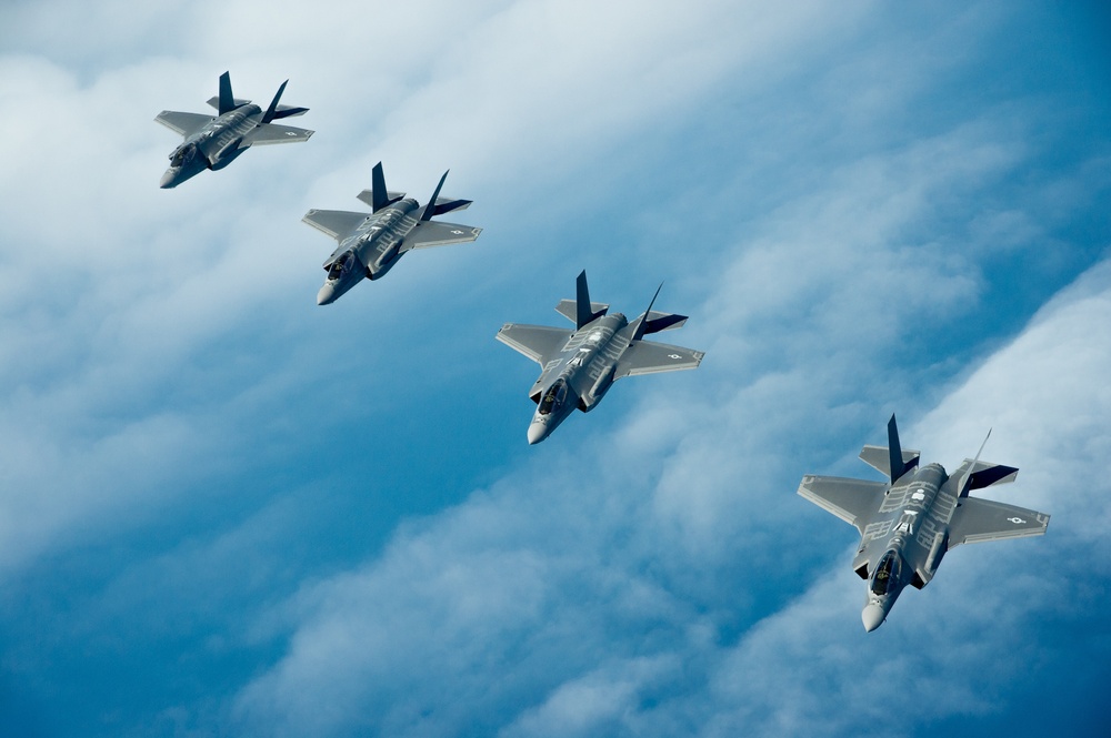 F-35 Lightning II instructor pilots conduct aerial refueling