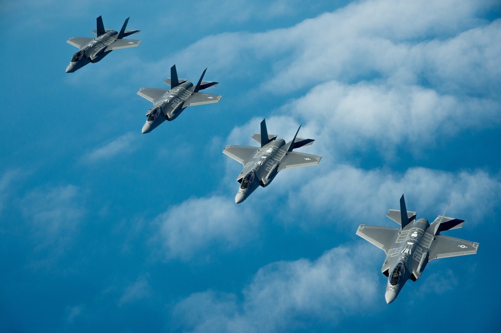 F-35 Lightning II instructor pilots conduct aerial refueling