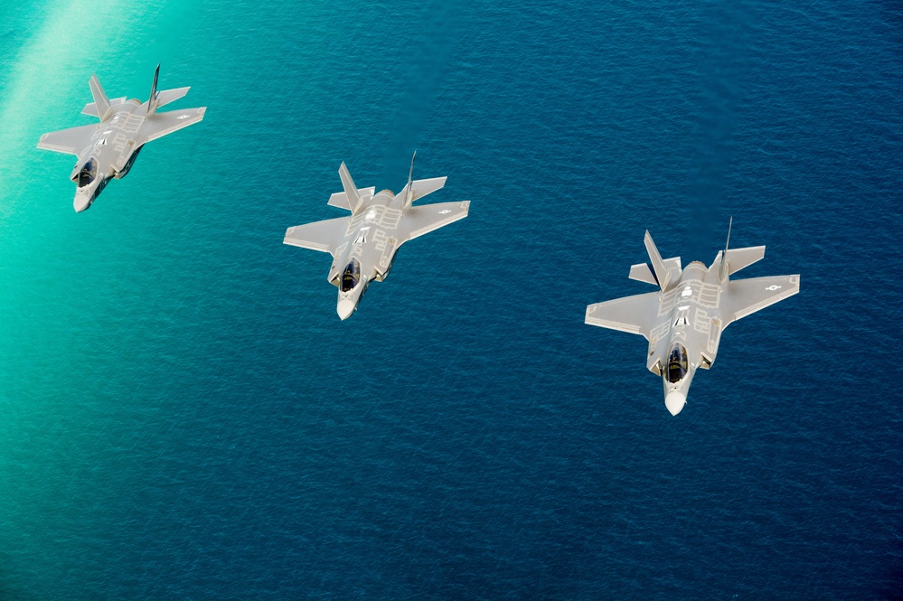 F-35 Lightning II instructor pilots conduct aerial refueling