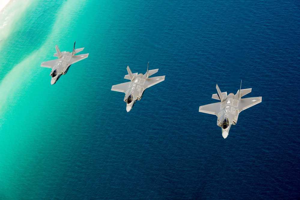 F-35 Lightning II instructor pilots conduct aerial refueling