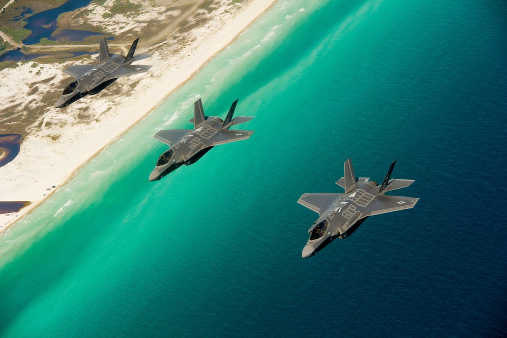 F-35 Lightning II instructor pilots conduct aerial refueling