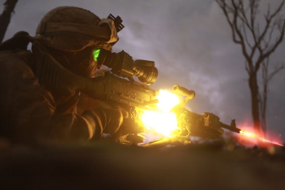 Marines suppress 'enemy fire'
