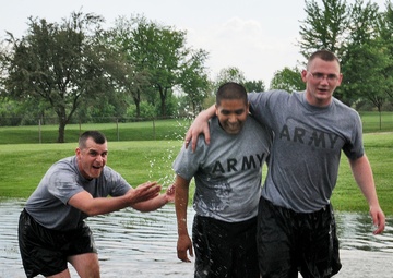 Soldiers cool down after unit PT