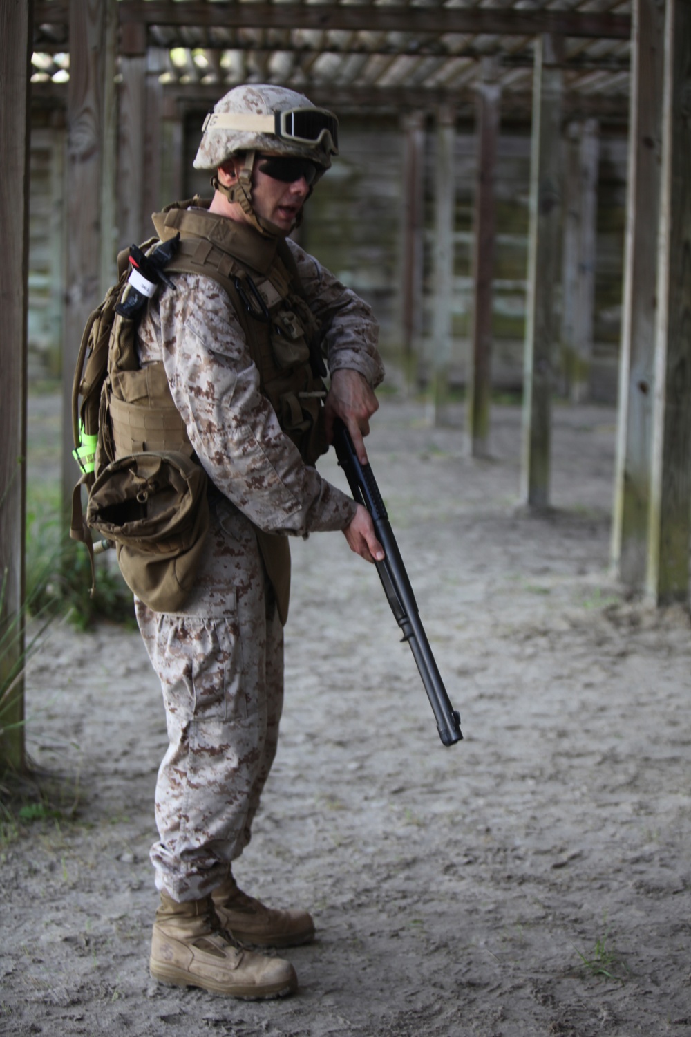 Marines train to guard ammunition supply point with shotguns