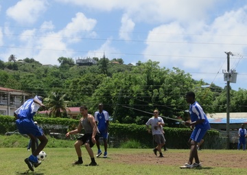 USAID-sponsored Boys Training Centre hosts USCGC Oak crew for futbol match