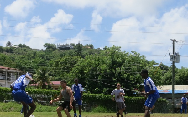 USAID-sponsored Boys Training Centre hosts USCGC Oak crew for futbol match