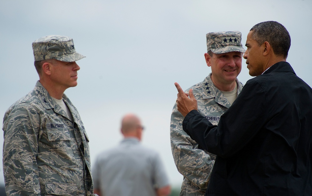 President Barack Obama visits Tinker AFB, Okla.