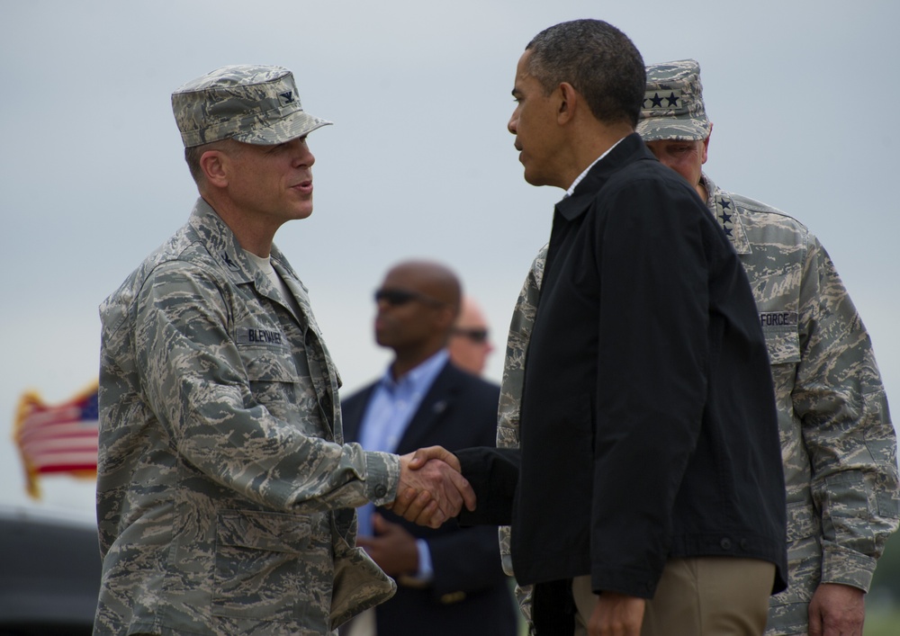 President Barack Obama visits Tinker AFB, Okla.