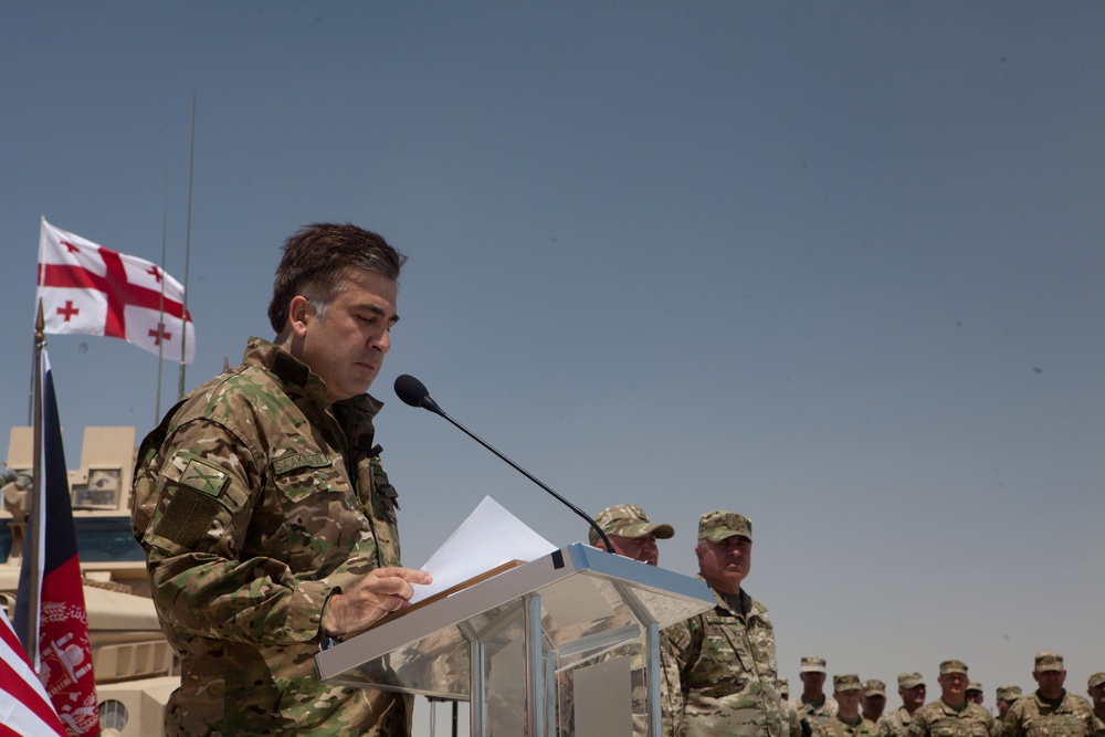Georgian President Mikheil Saakashvili Visits Camp Leatherneck