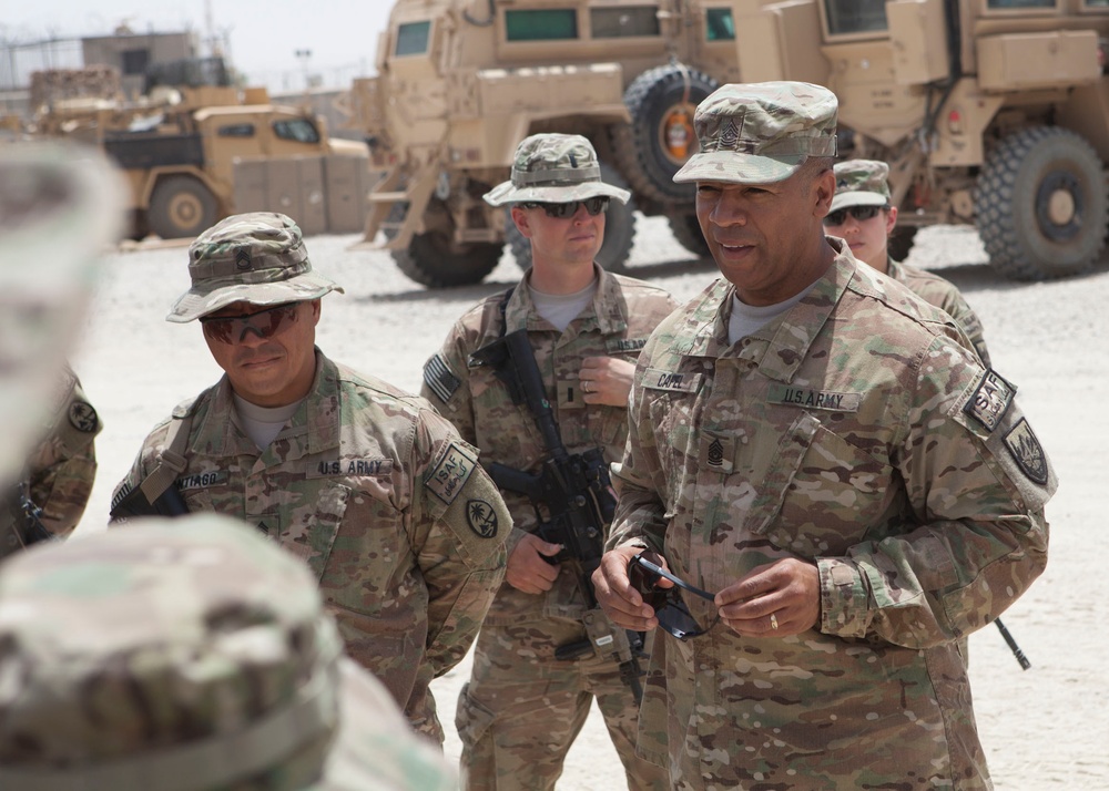 ISAF Command Sgt. Maj. Thomas Capel visits Regional Command (Southwest)