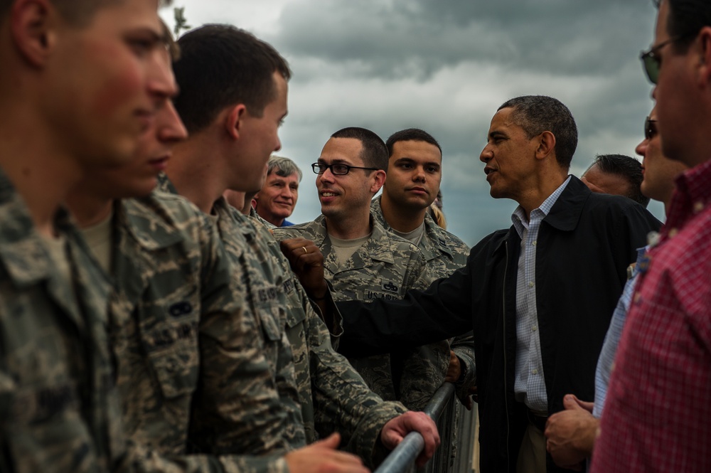 President Barack Obama visits Tinker AFB, Okla.