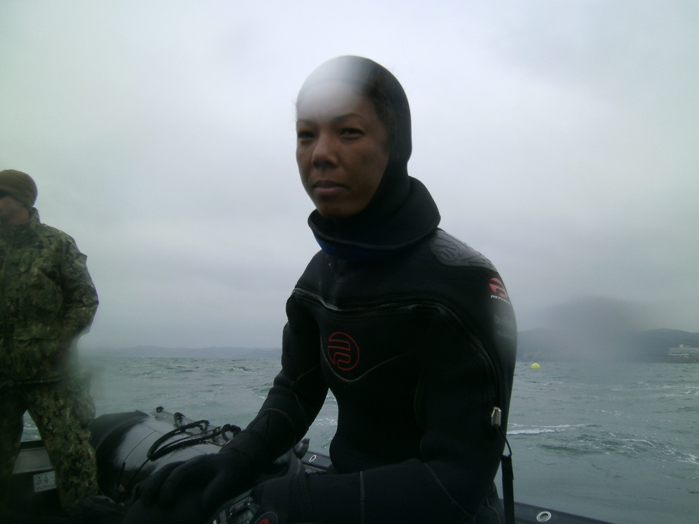 Chief Elisia Correa preparing to dive in South Korea
