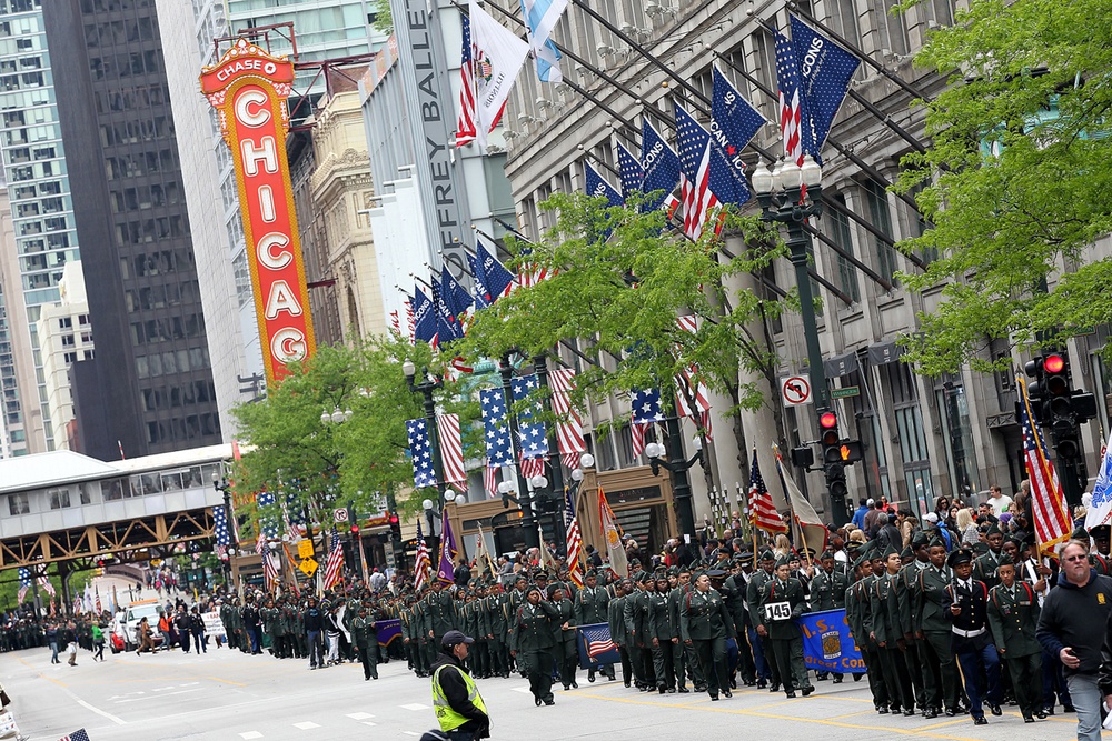 Chicago’s JROTC cadets march in masses during Chicago Memorial Day parade
