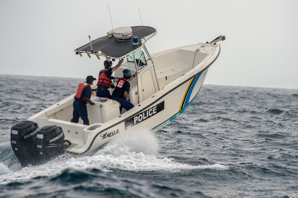 Police boat in rough waters