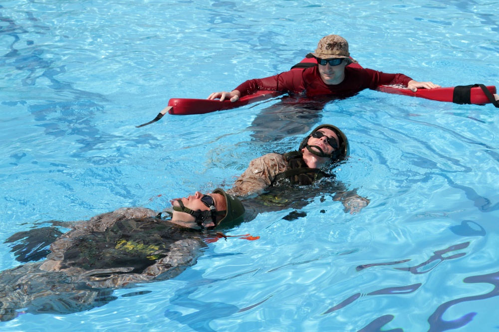 Marines receive Advanced Water survival training aboard station