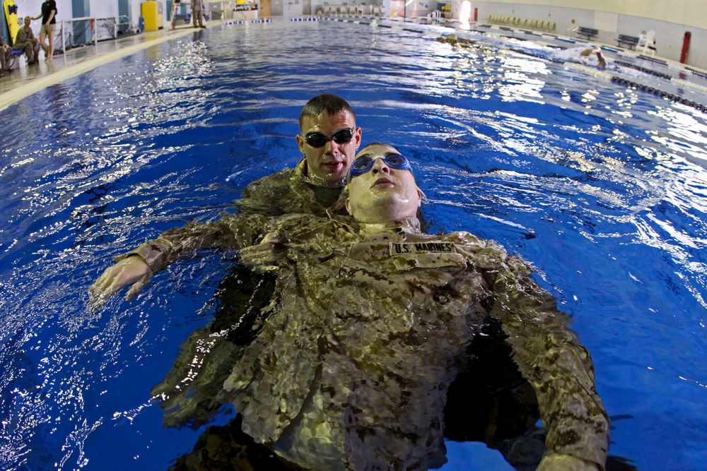 Marines receive Advanced Water survival training aboard station